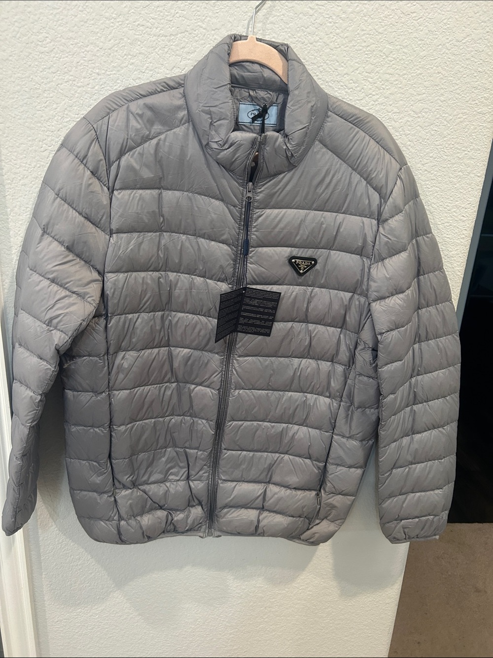 Prada Men's Light Gray Quilted Puffer Jacket
